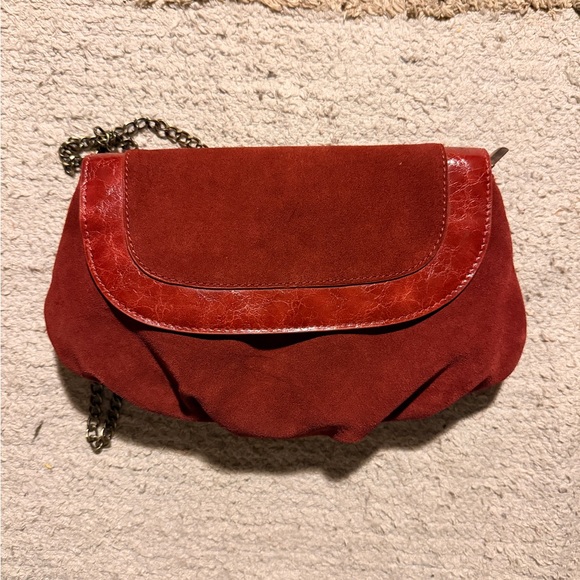 Anthropologie Red Suede Crossbody Bag nwt - Picture 4 of 5